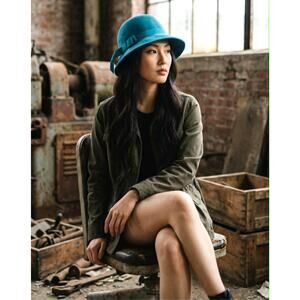 Vtg 1960s Glenover Famtra Felt Cloche Hat Turquoise 100% Wool Frederick Nelson